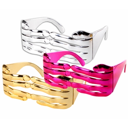 [F-032] F-032 Fun Party Brille Form: Hände Farbe: silber, gold, rosa