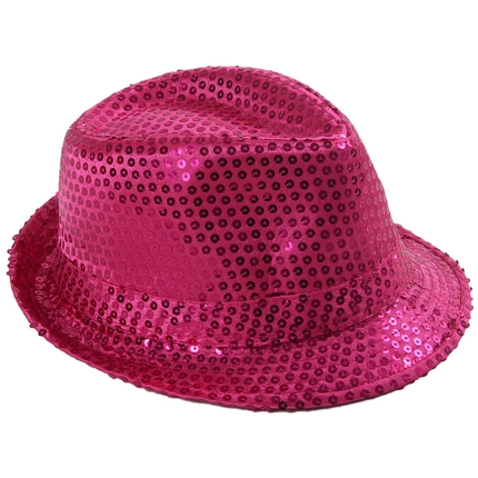 [TH-55] TH-55 Trilby Hut pink mit Pailletten