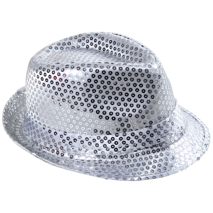 [TH-57] TH-57 Trilby Hut silber mit Pailletten