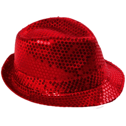 [TH-58] TH-58 Trilby Hut rot mit Pailletten