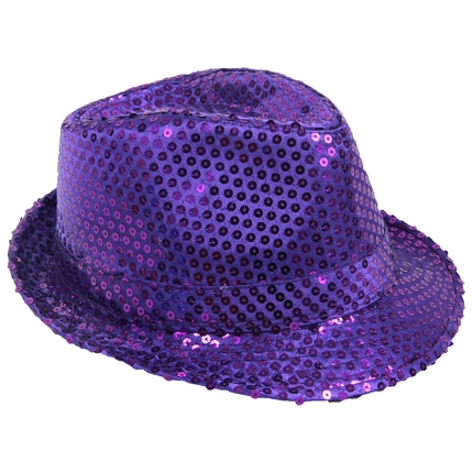 [TH-60] TH-60 Trilby Hüte Pailetten lila glitzert durch Pailletten