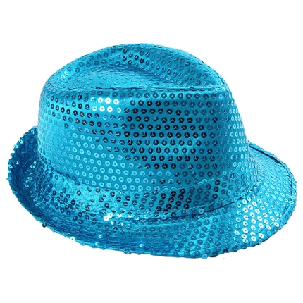 [TH-64] TH-64 Trilby Hüte Pailetten türkis glitzert durch Pailletten