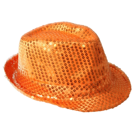 [TH-65] TH-65 Trilby Hüte Pailetten orange glitzert durch Pailletten