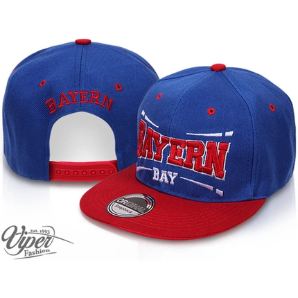 [CAP-BAY04] CAP-BAY04 Snapback Flatbrim Cap "Bayern" Farbe: blau / rot