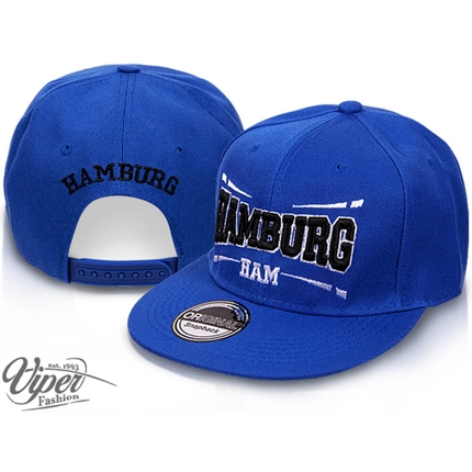 [CAP-HAM02] CAP-HAM02 Snapback Flatbrim Cap "Hamburg" Farbe: blau