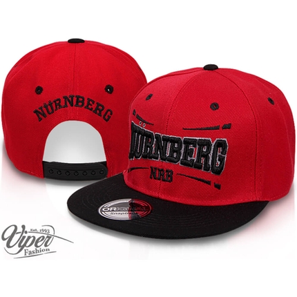 [CAP-NRB02] CAP-NRB02 Snapback Flatbrim Cap "Nürnberg" Farbe: rot / schwarz