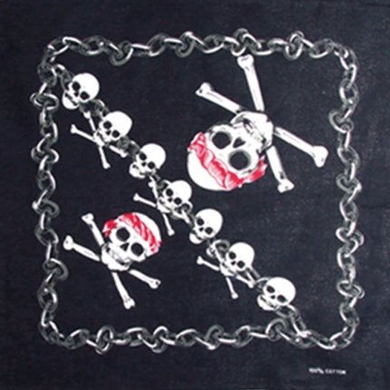 BA-024 Bandana Kopftuch Halstuch Design: Totenköpfe Farbe: schwarz