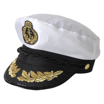 KH-177 Kapitänsmütze Hut Kapitän Fasching Mütze Anker schwarz weiß gold