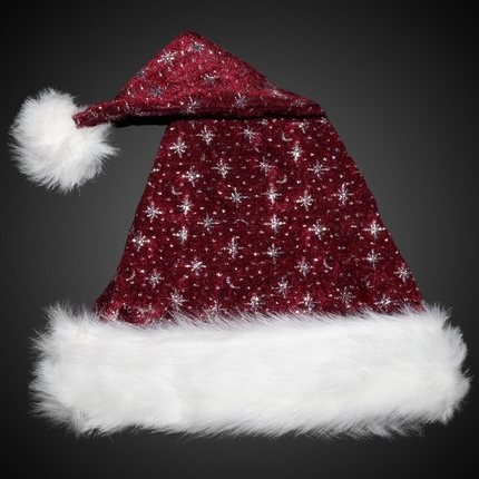 [WM-00] WM-00 Weihnachtsmützen Nikolausmützen bordeaux mit Glitzer