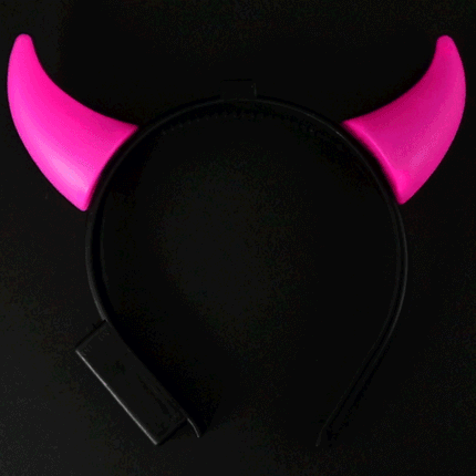 [LH-thk02] LH-thk02 LED Leuchthaarreifen pink Motiv: kurze Teufelshörner