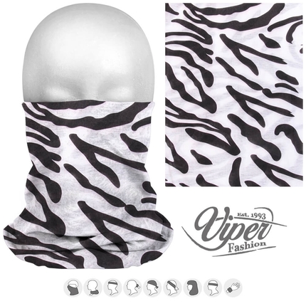 [MF-174] MF-174 Multifunktionstuch - 9 in 1 - Multifunktionstücher Design: Zebra Farbe: weiss, schwarz