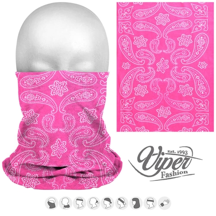 [MF-177] MF-177 Multifunktionstuch - 9 in 1 - Multifunktionstücher Design: Paisley Farbe: pink, weiss