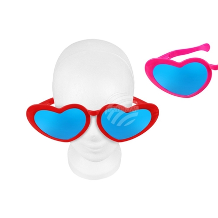 F-048 Fun Party Brille Form: XXL Herzen Farbe: pink und rot